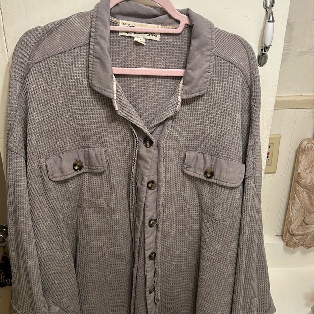 Vintage Havana Waffle knit button up